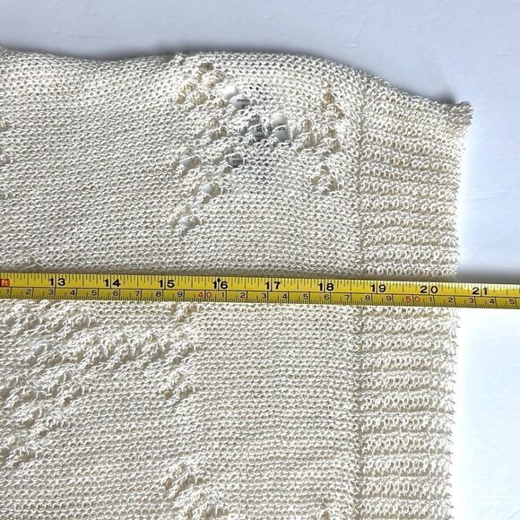 MOODS of NORWAY Cream Knit Top Seeater Boat Neck Batwing Sleeves Linen Blend M - Picture 12 of 12